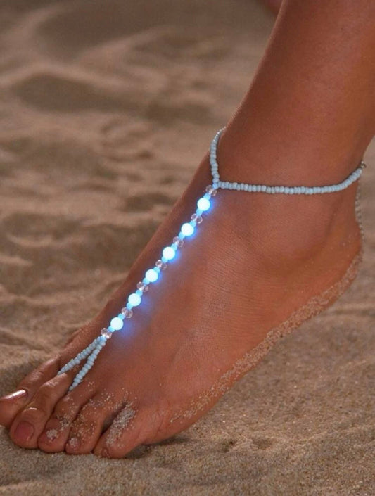 beaded glow in the dark beach anklet