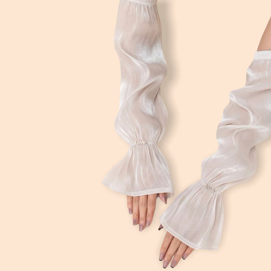 Shiny white arm sleeves
