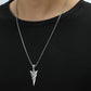 Mens arrow head pendant necklace, glows under UV light