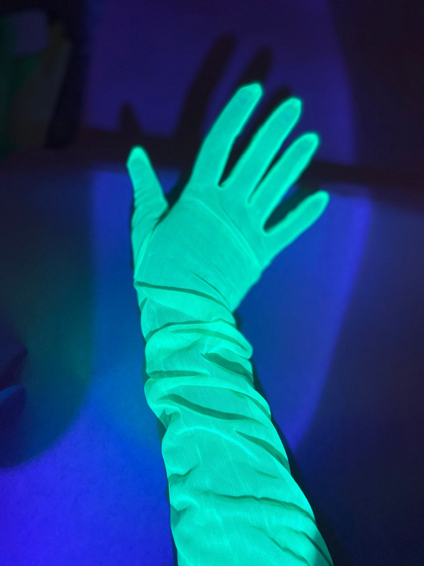 Fluorescent neon green opera style fashion gloves