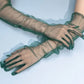 dark green tulle opera gloves