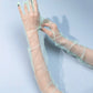 Light neon green see through long gloves