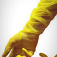 Yellow mesh opera gloves, Above the elbow sheer gloves, Summer dress accessories