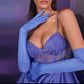 Long violet purple fashion gloves, Solid purple opera gloves