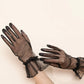 Black mesh lolita gloves, Sheer black mittens with ruffle trim