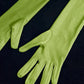 Long green fashion gloves, Solid green opera gloves