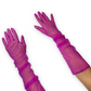 Hot pink mesh gloves, Pink sheer opera gloves, Above the elbow