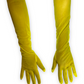 Yellow mesh opera gloves, Above the elbow sheer gloves, Summer dress accessories