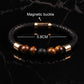 black woven leather bracelet for men with beaded detail