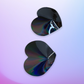 Black heart shaped nipple pasties, Black holographic heart pasties with printed design inside, Valentines day pasties