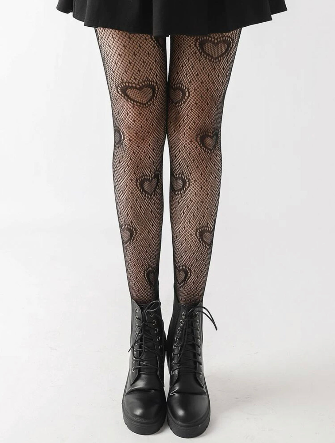 Fishnet heart stockings/heart leggings in black or white
