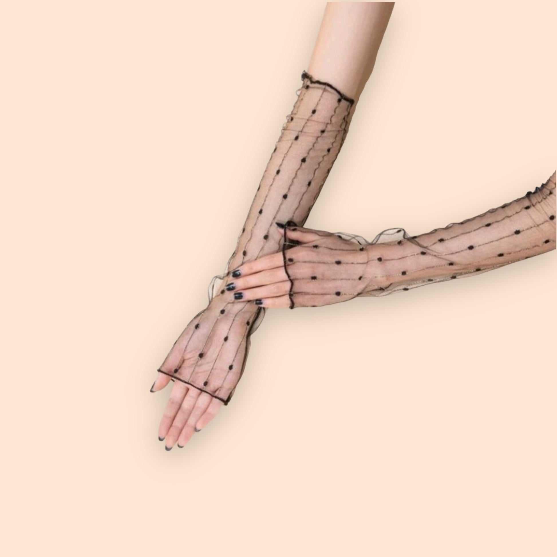 black glitter fingerless gloves
