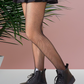 Black fishnet waist high tights with black seam