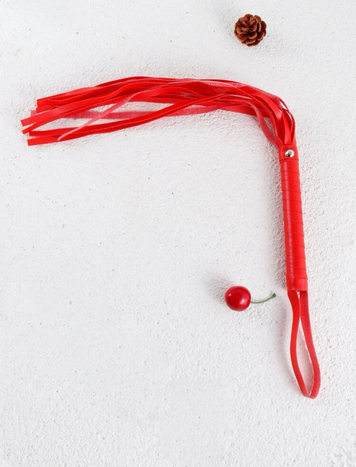 Red vegan leather flogger, BDSM adult toys, Faux leather whips for adults